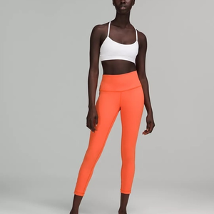 Salmon orange lululemon leggings‎ with floral detailing
